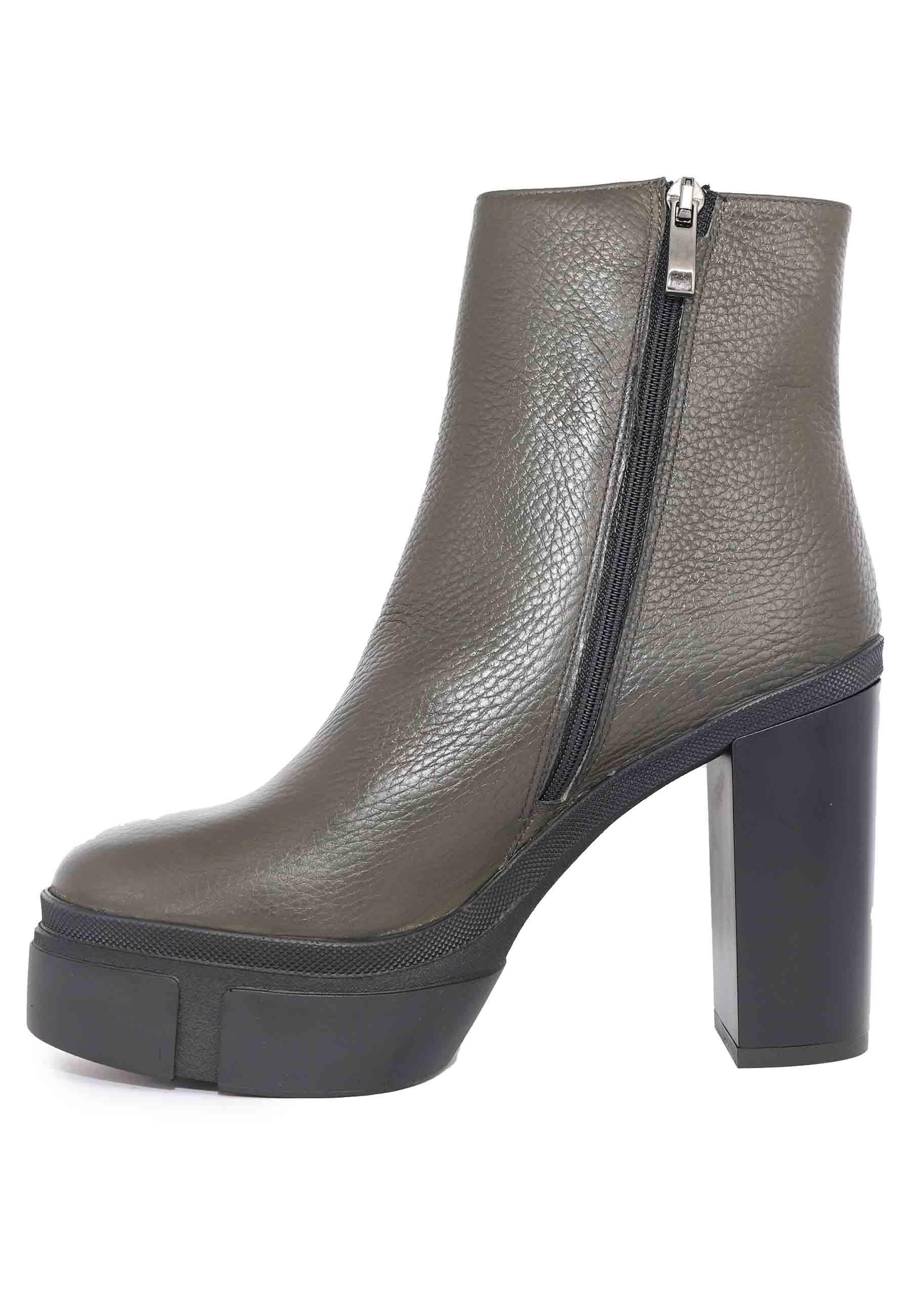 Stivaletti donna in pelle verde con tacco alto e plateau DENIS 2 005 Tattoo 