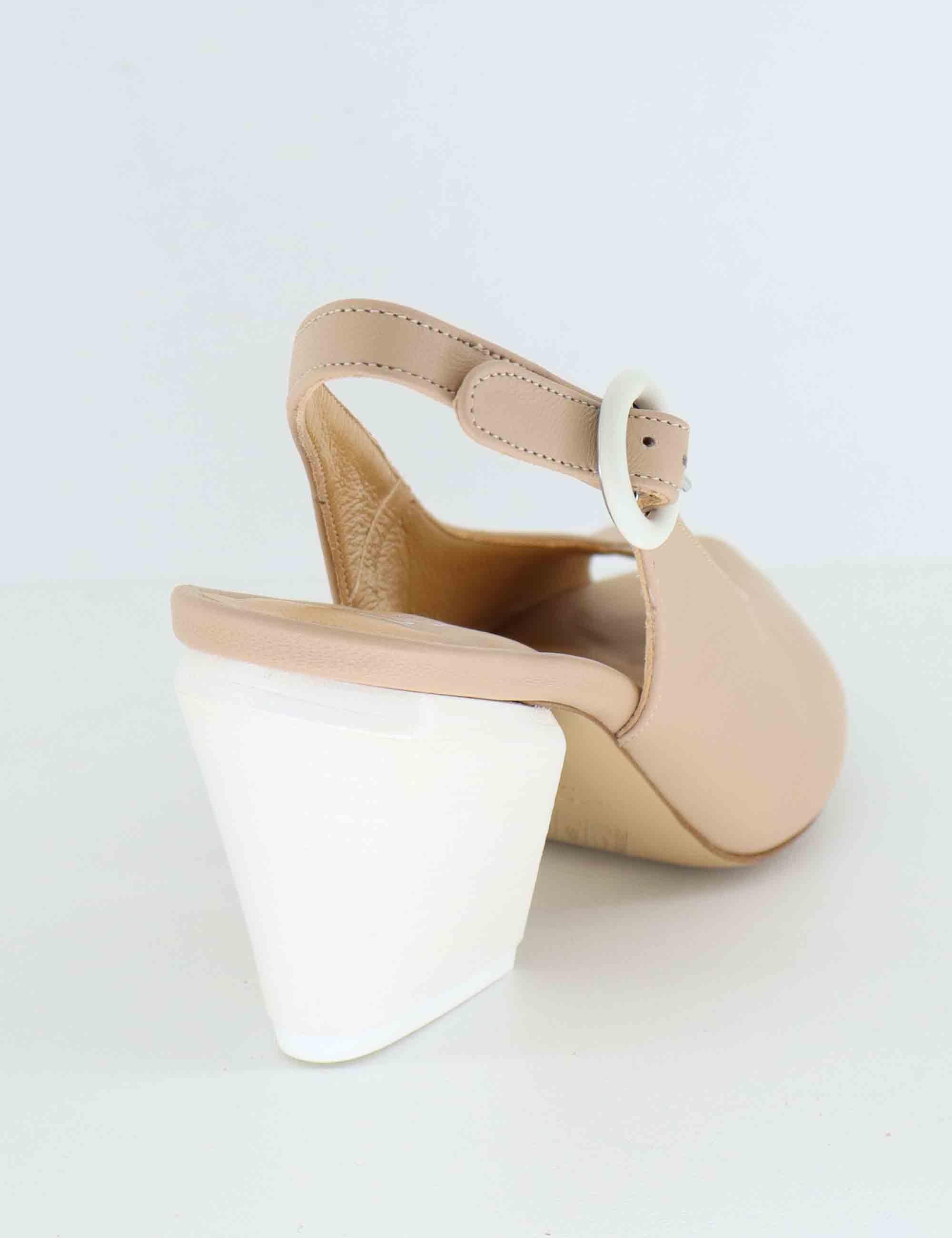 Slingback donna in pelle beige con tacco alto SP819 016 Spatarella 