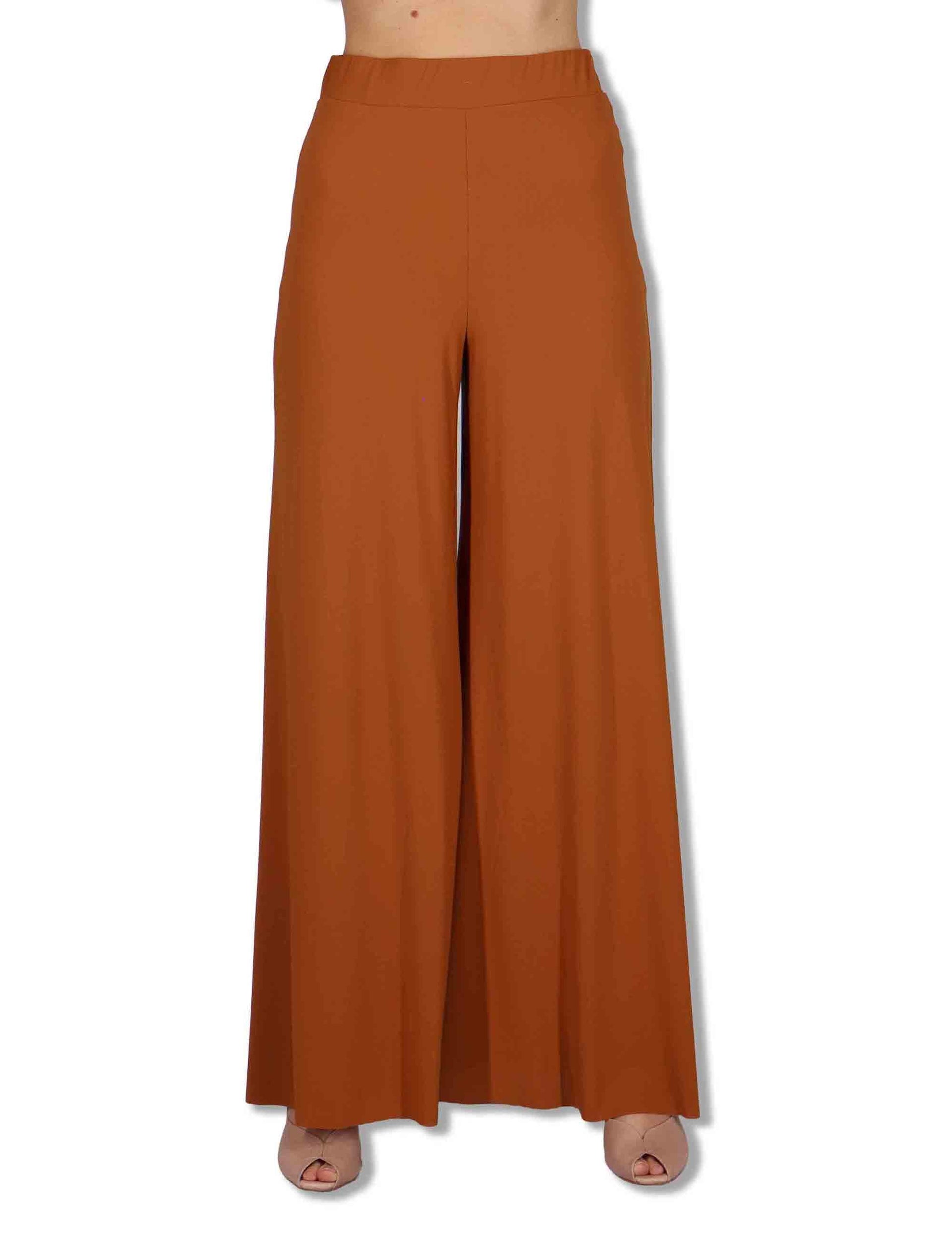 Pantaloni donna Soft in Jersy cuoio con gamba larga ed elastico in vita JH011770210 41008 Maliparmi 