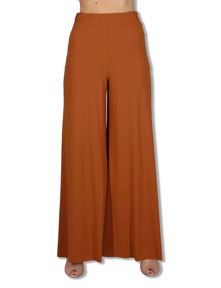 Pantaloni donna Soft in Jersy cuoio con gamba larga ed elastico in vita JH011770210 41008 Maliparmi 