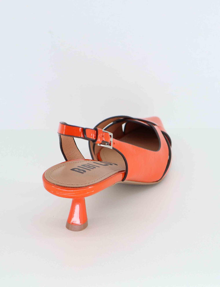Slingback donna Nolia in pelle arancio tacco basso 632Z21VK 027 Bibi Lou 