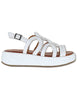 Sandali in pelle intrecciata bianca con zeppa Donna WD511R04 500013