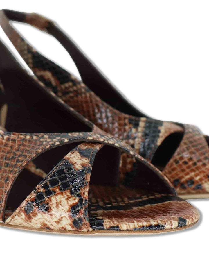 Sandali donna slingback in pelle stampata cuoio con tacco 7cm DS2682/C 014 L'Arianna 