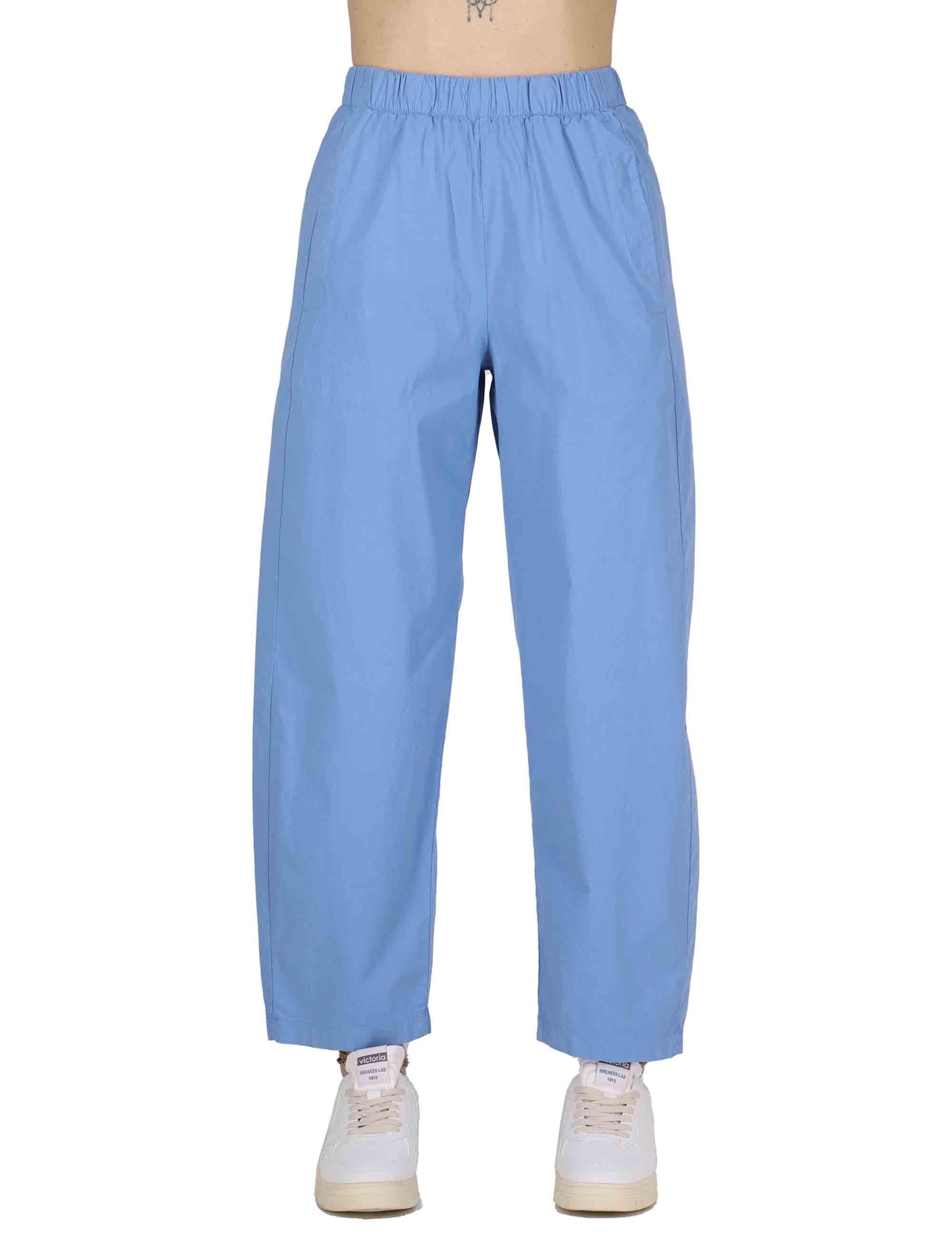 Pantaloni donna in cotone celeste PRUX OVO CLOUD TreBarraBi 