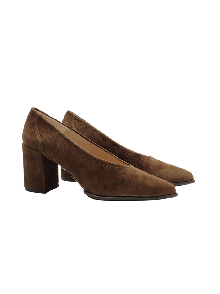 Calzature Donna Décolleté In Camoscio Marrone Tacco Alto KIN CUOIO Unisa 