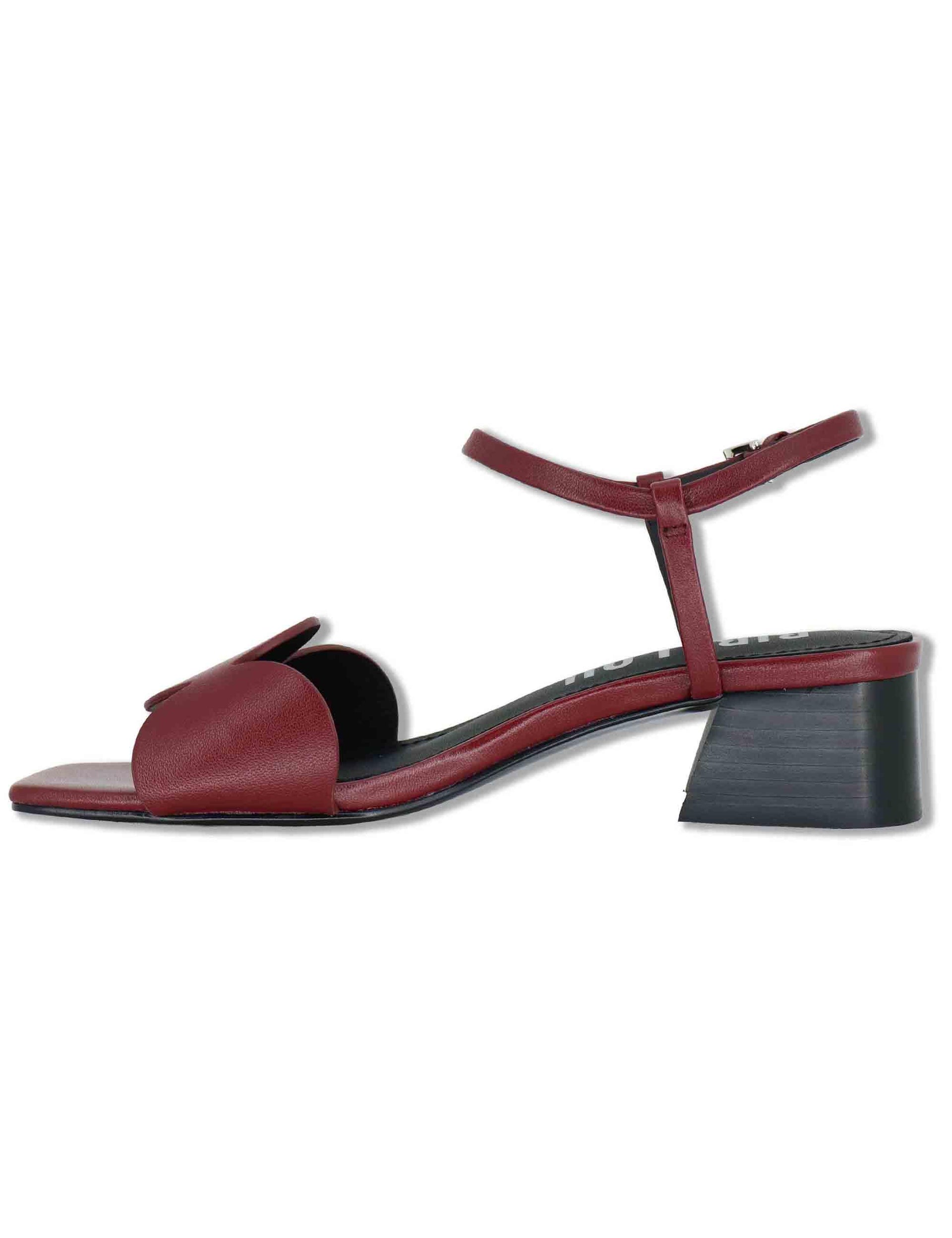 Sandali donna in pelle bordeaux con cinturino alla caviglia e tacco basso Onami 623Z10VK 40-BURGUND Bibi Lou 