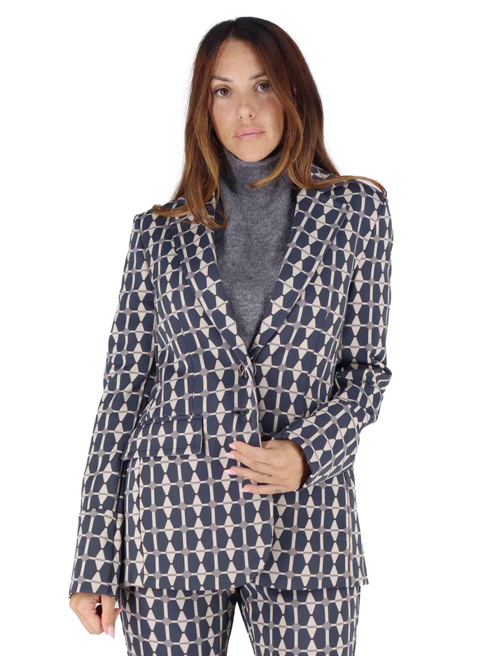 Giacche donna Geometric Jacquard in tessuto grigio a fantasia JD647860168 A2170 Maliparmi 