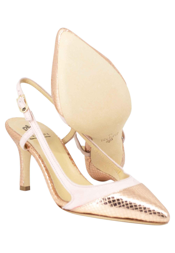 Decollete slingback donna in pelle e camoscio nude tacco alto CH1605 300 L'Arianna 