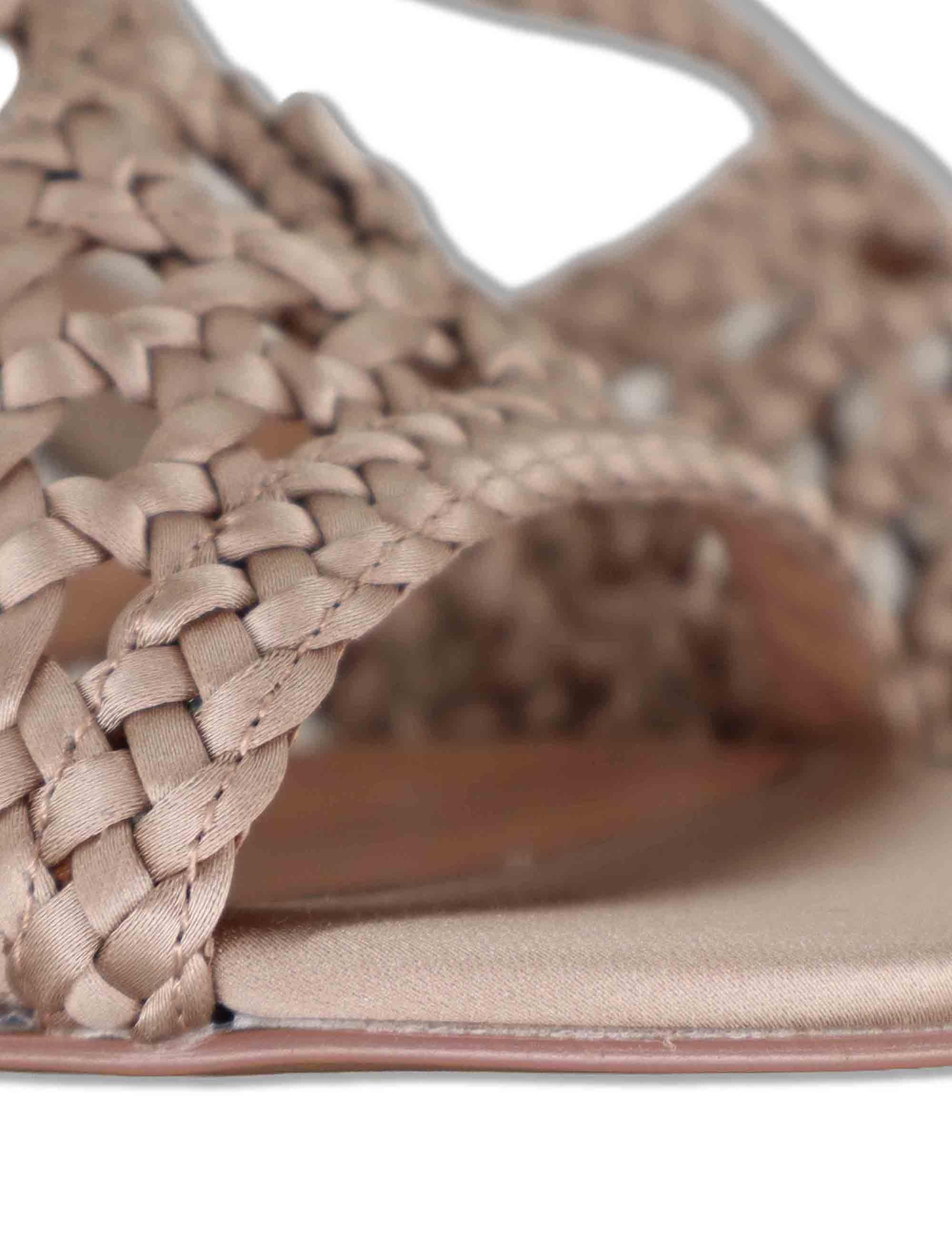 Sandali donna slingback in pelle intrecciata nude con tacco sottile Kou 702Z75VK 47-NUDE Bibi Lou 