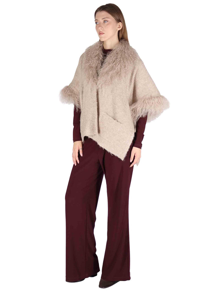 Cappe donna in misto lana taupe con finiture SP25142 BISCUIT Spatarella 