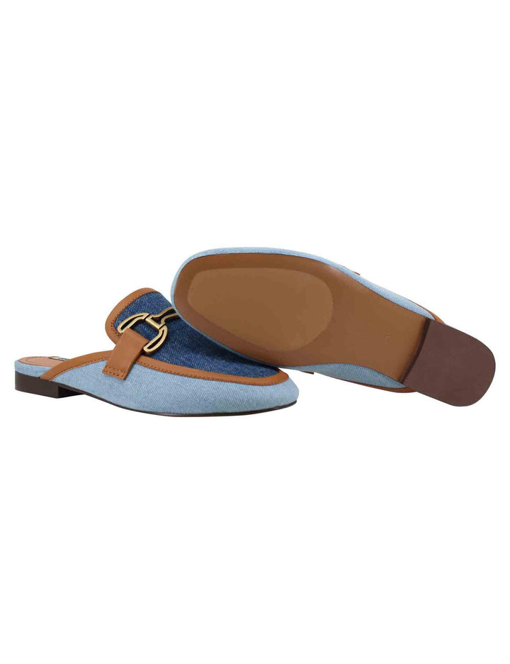 Sabot donna in canvas blu con morsetto brunito e tacco basso Vela 580Z67VK 608 Bibi Lou 