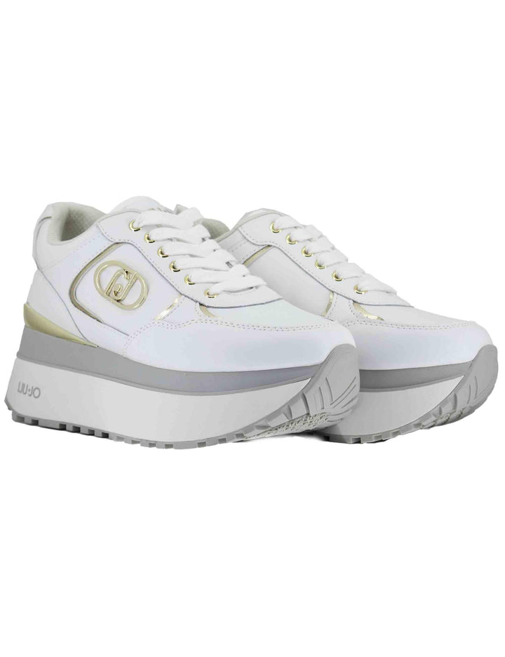 Sneakers Maxi Wonder Plus 01 in pelle bianca con zeppa alta in gomma BF5011P010201111 White Liu-Jo 