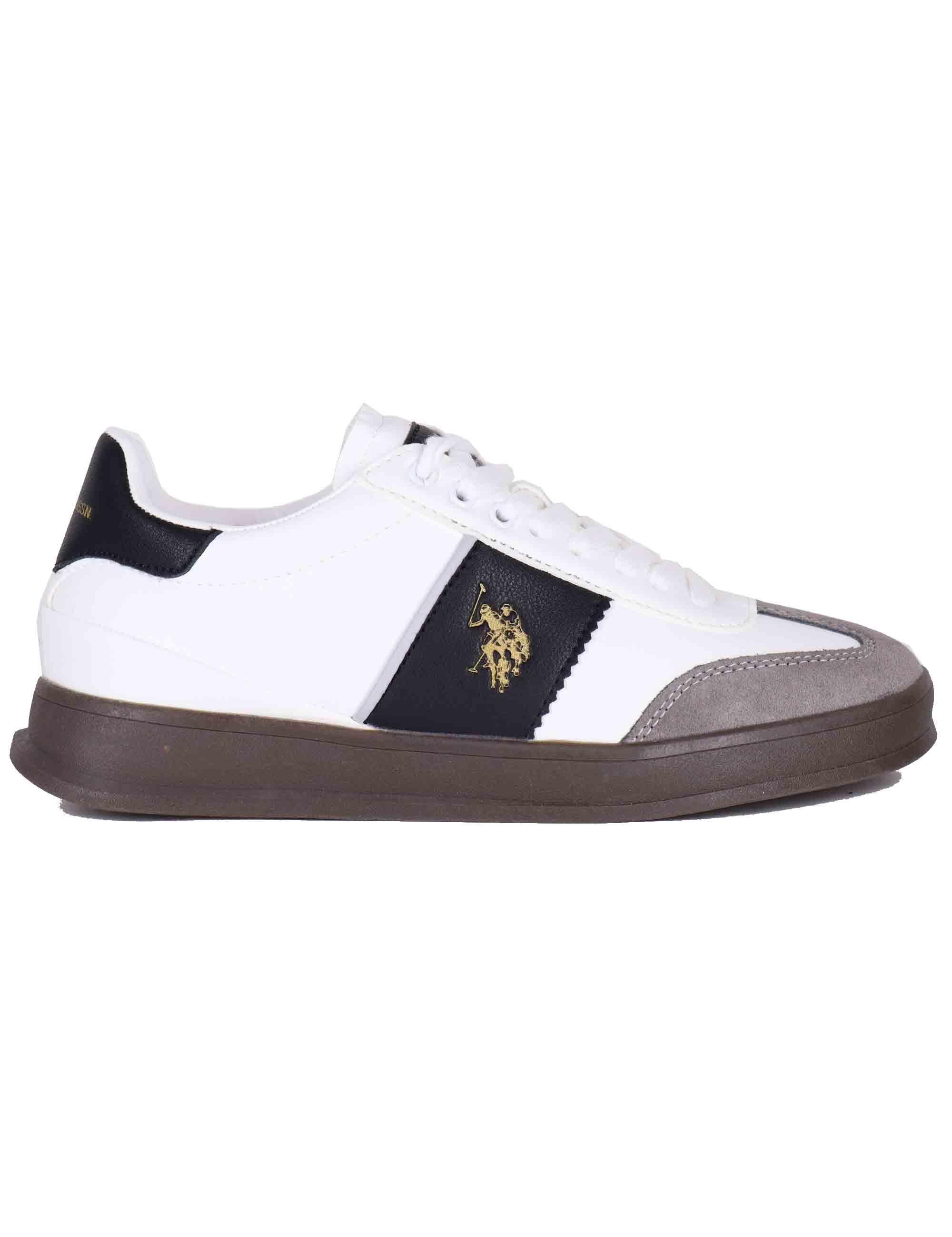 Sneakers uomo in eco pelle bianca CAMPY001M BLK01 U.S. Polo Assn. 