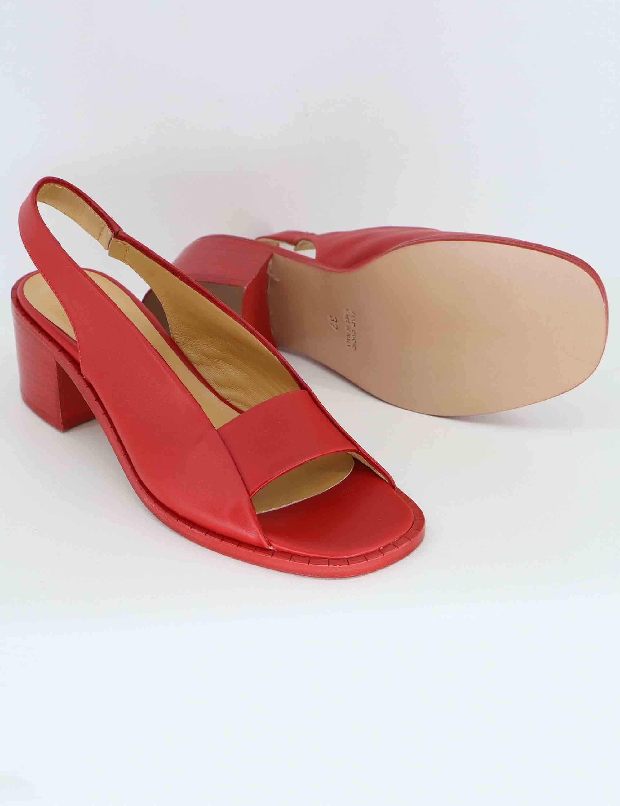 Sandali slingback donna in pelle rossa con tacco medio SP2043 055 Spatarella 