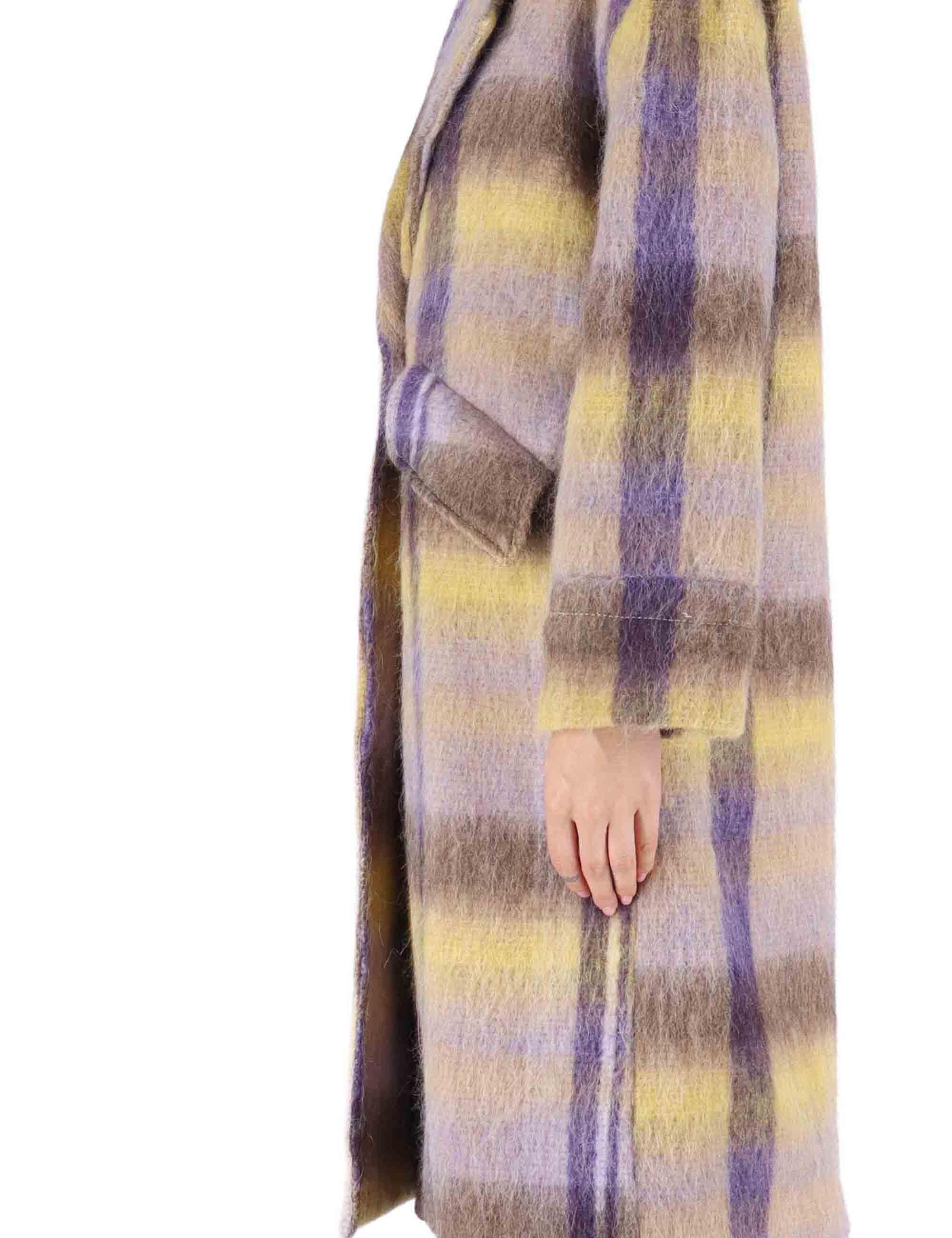 Cappotti donna doppiopetto in misto lana marrone con ampio bavero JABCS0025-F1424 8150 Justmine 