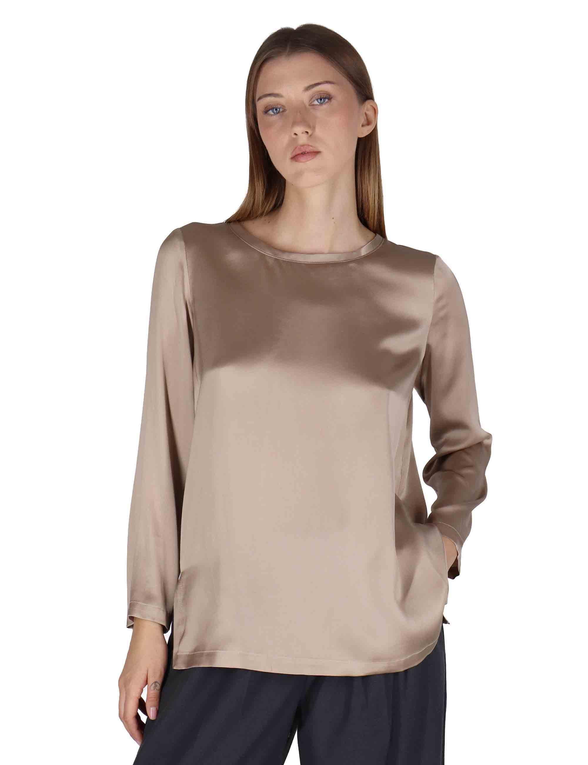 Camicie donna Silk Saten in pura seta taupe JM406031021 11003 Maliparmi 