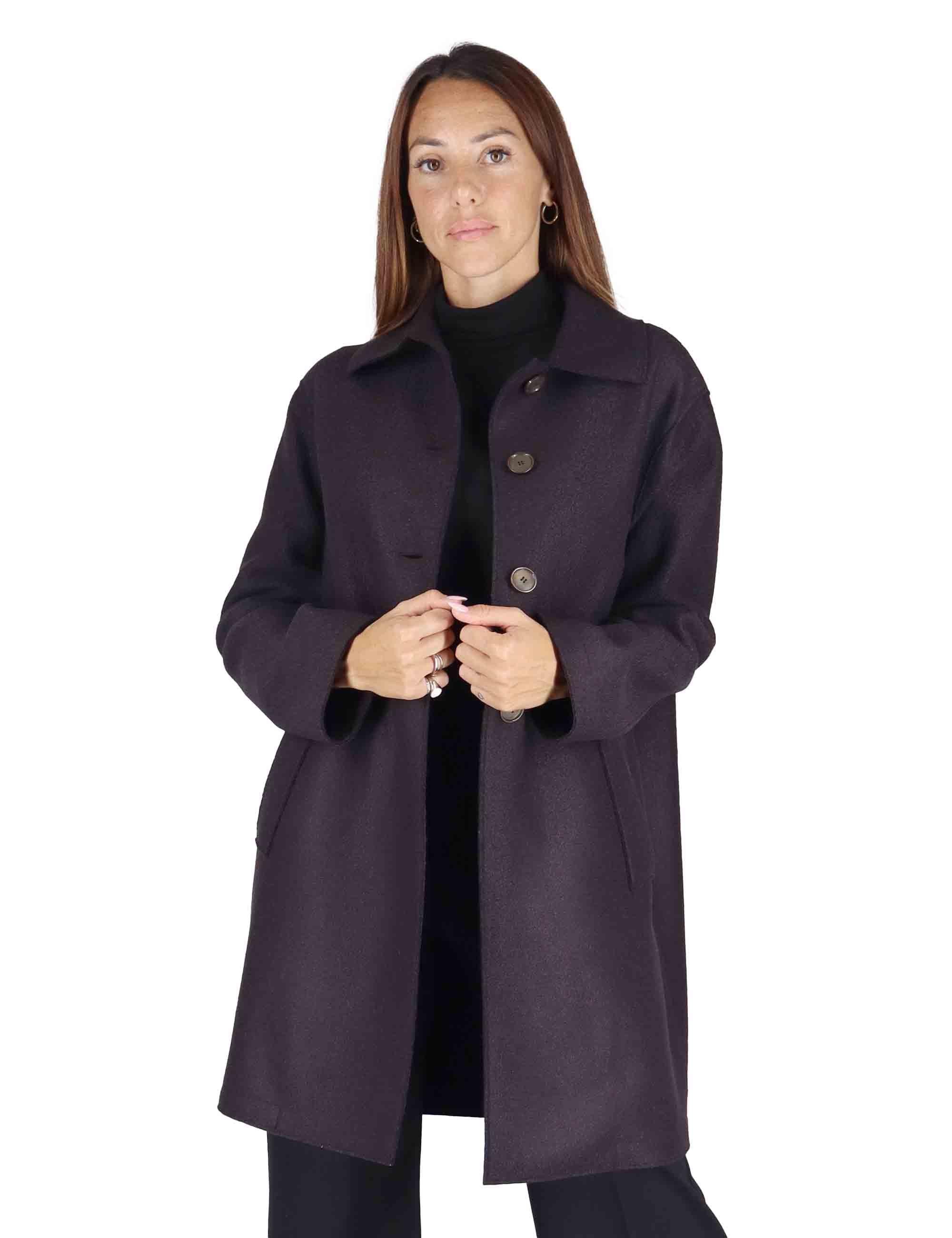Cappotti Vitalità Donna in Lana Prugna Monopetto 51260026 E062