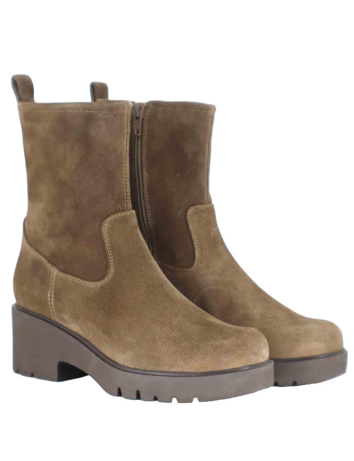 Stivaletti donna in camoscio taupe con suola in gomma JAVITO BS TAUPE Unisa 