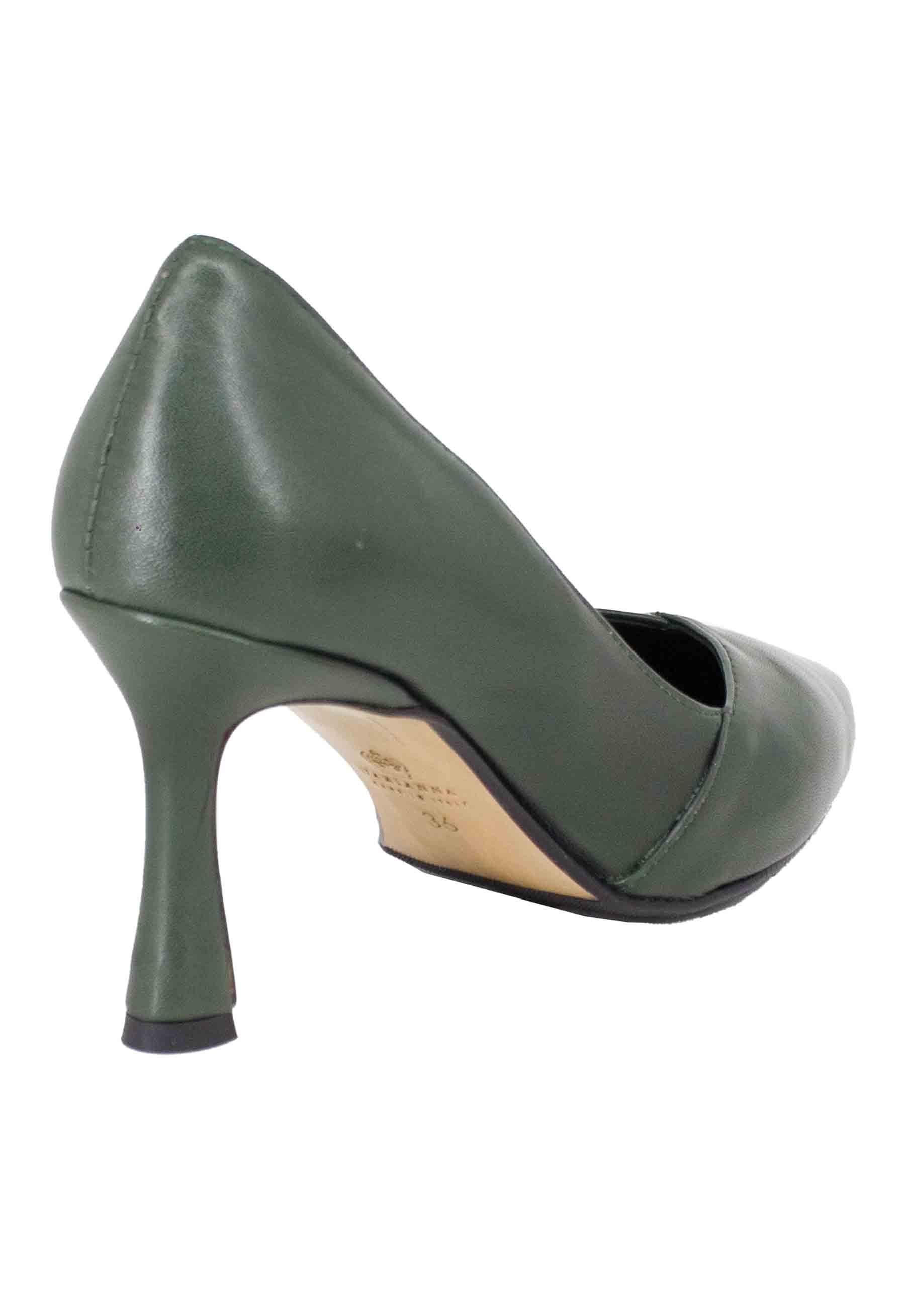 Decollete donna in pelle verde tacco alto DE1594/RT 50 L'Arianna 