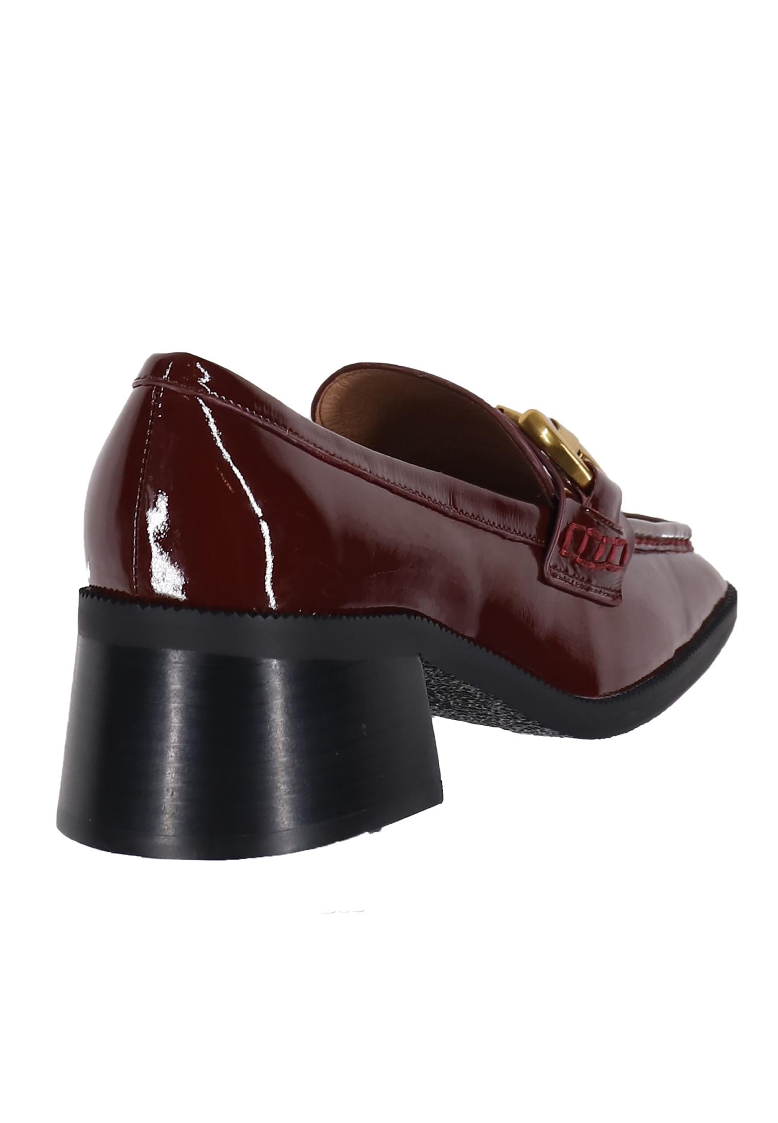 Mocassini donna in pelle bordeaux lucida con morsetto in oro Tiana 532Z21VK 018 Bibi Lou 