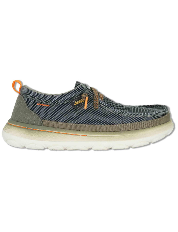 Stringate uomo Kauai Wallabee Knit in tessuto washed verde con suola in gomma JM61090A 020 Jeep 