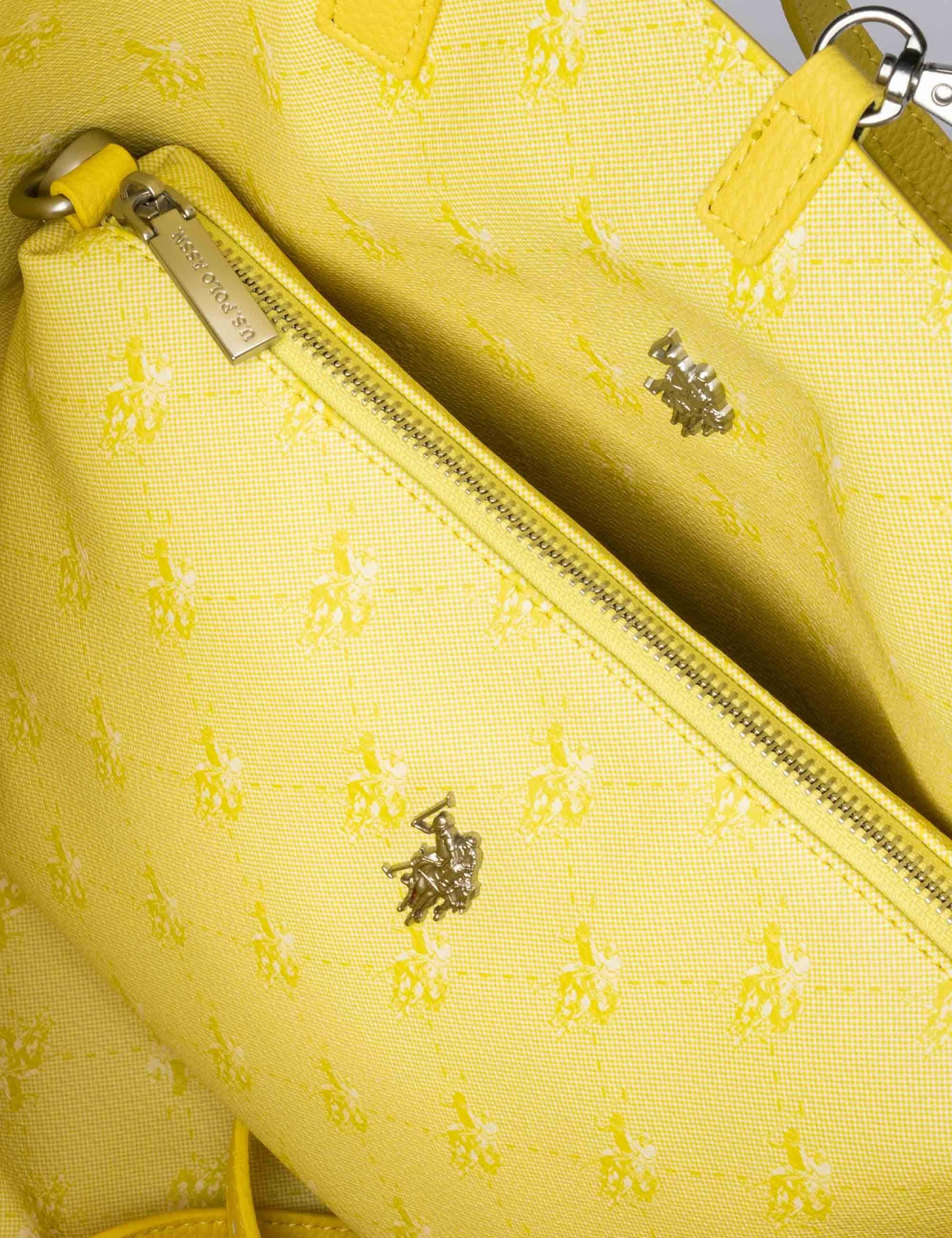 Borse shopper donna Malibu in eco pelle gialla con doppi manici BIUM16294WV P307 U.S. Polo Assn. 