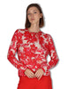 Women's Red Printed Cotton Cardigan JN359978215 B3039