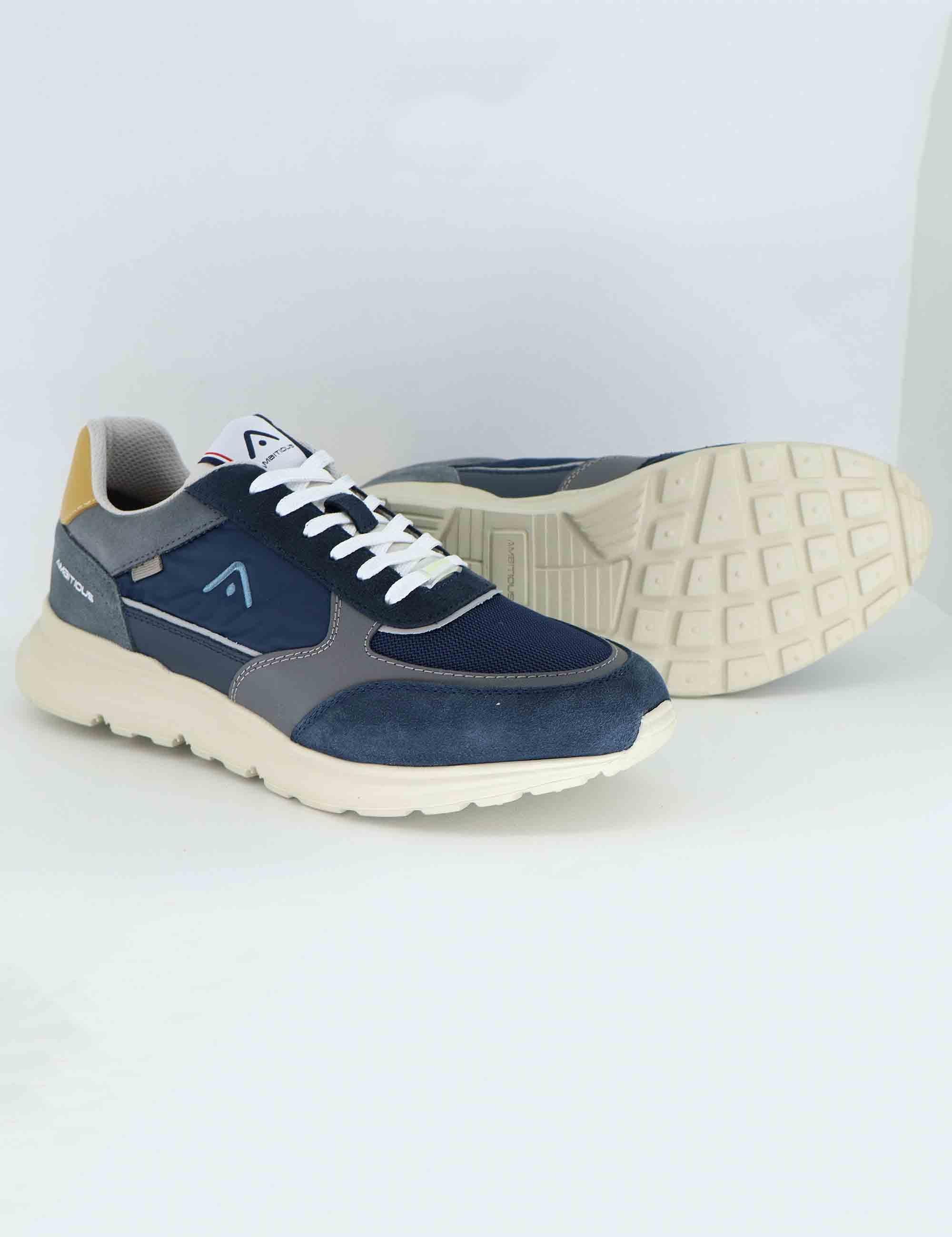 Sneakers uomo Arrow in pelle e tessuto blu 13571E 3509AM Ambitious 
