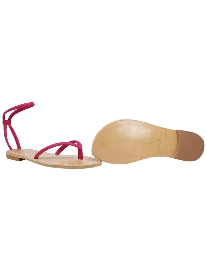 Sandali flat donna infradito in pelle fuxia con cavigliera SP546 007 Spatarella 