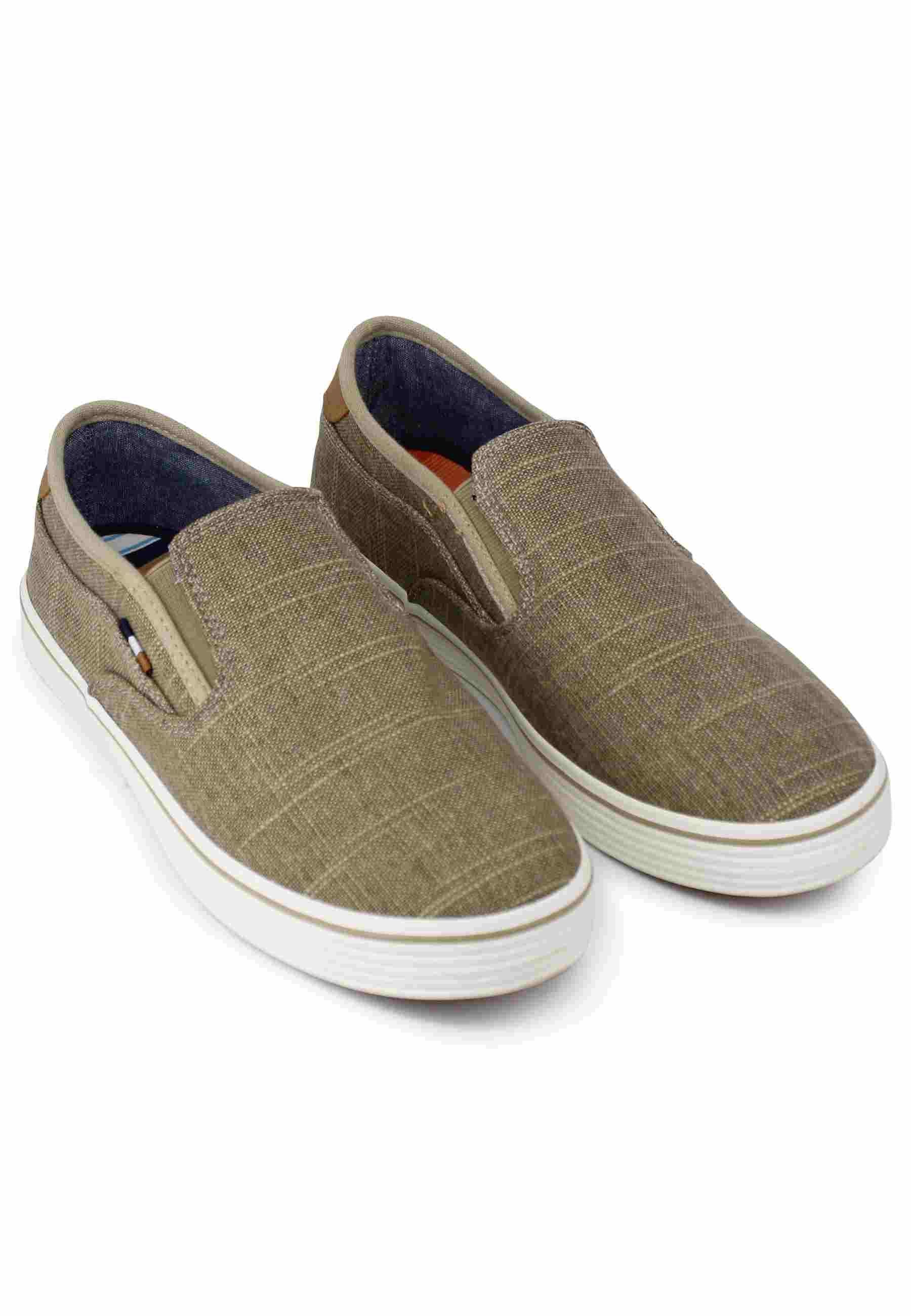 Mocassini uomo Calypso Slip On in tessuto beige con suola in gomma WM31031A 025 Wrangler 