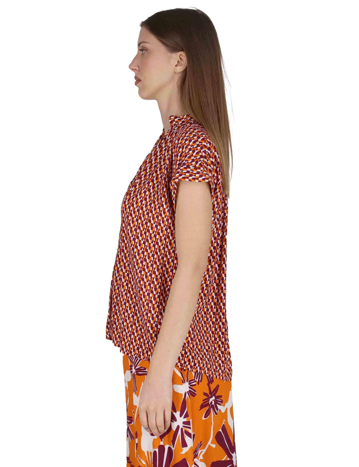 Camicie donna Flared Shirt in viscosa naturale arancione stampata JABCM0001-F1526-1245 2102 Justmine 