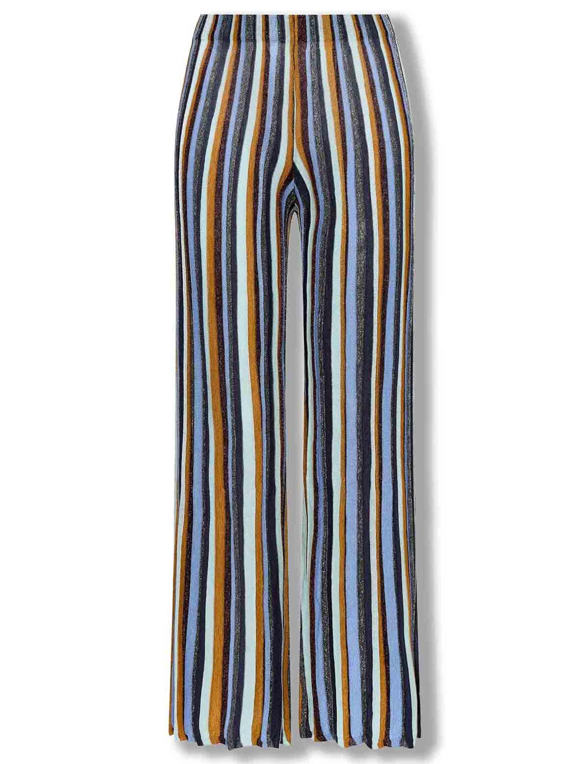 Pantaloni donna Flexage Stripes in tessuto azzurro con gamba larga JH807178211 81B99 Maliparmi 