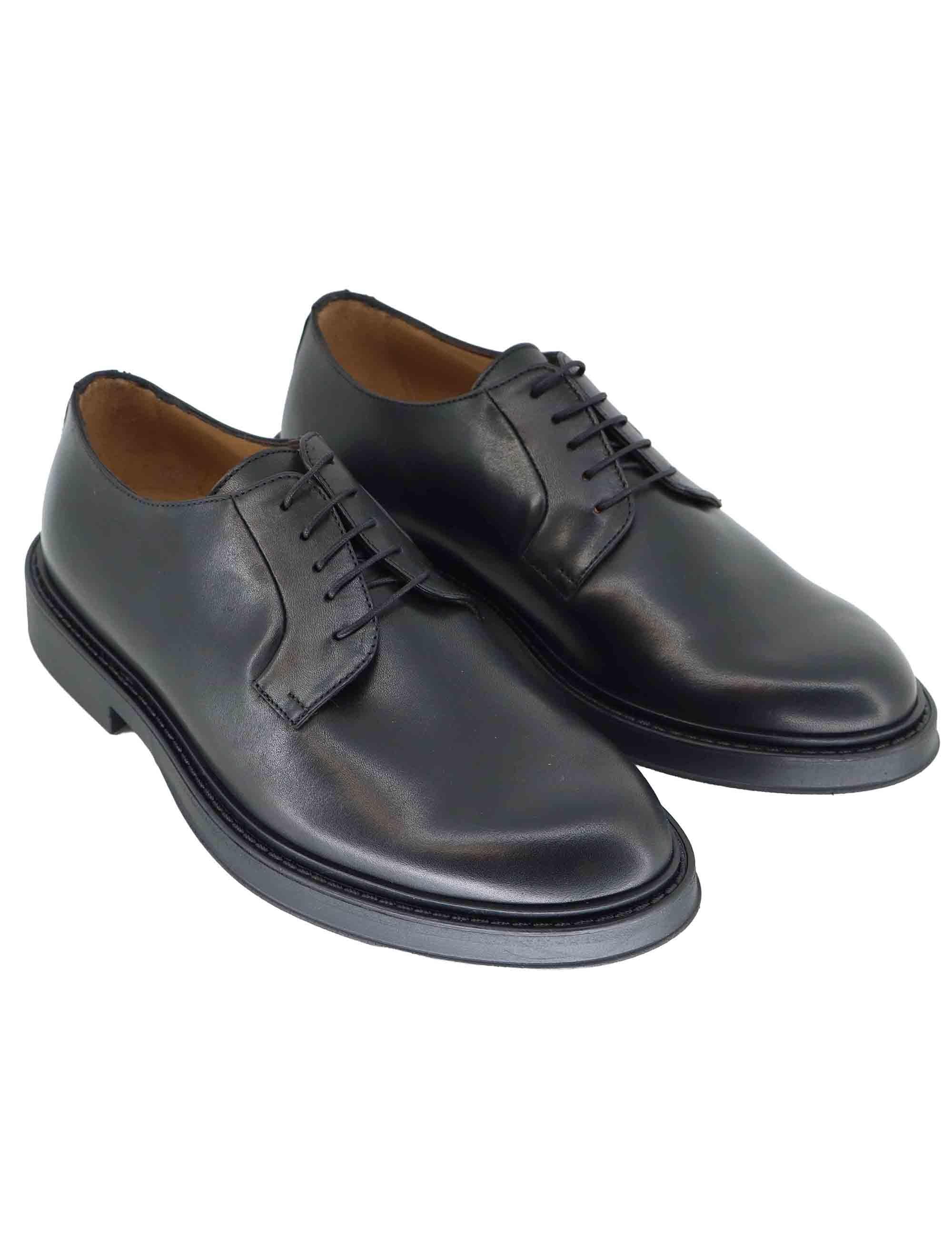 Stringate uomo in pelle nera con suola in gomma SP044 001 Spatarella 