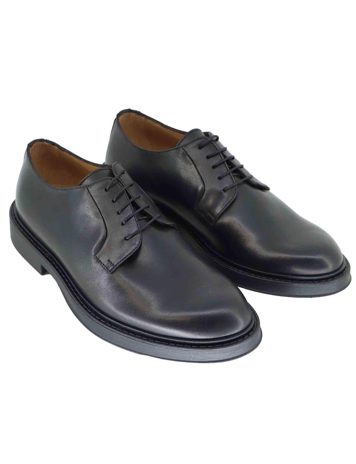 Stringate uomo in pelle nera con suola in gomma SP044 001 Spatarella 