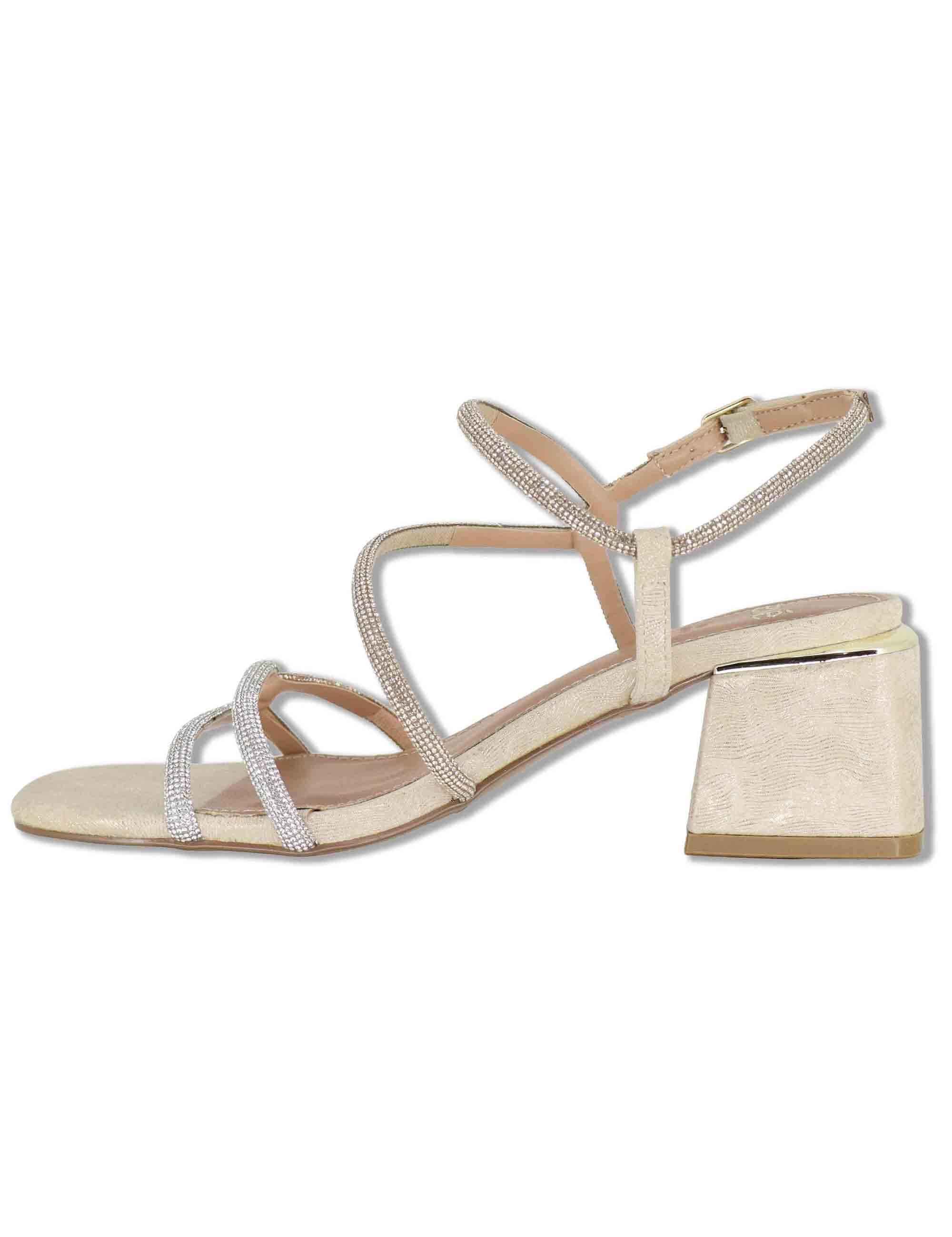Sandali donna in strass oro e argento con tacco alto e cinturino alla caviglia CARMEN-777 262035 Exe 