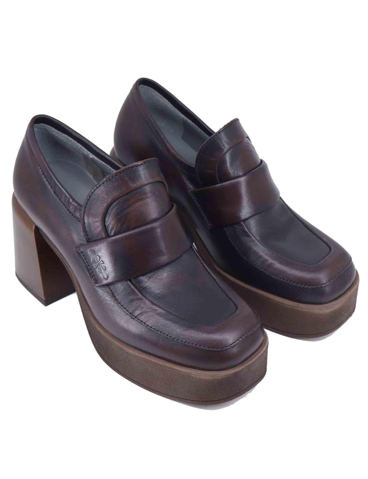 Mocassini donna in pelle testa di moro tacco alto LORY 014 Patrizia Bonfanti 