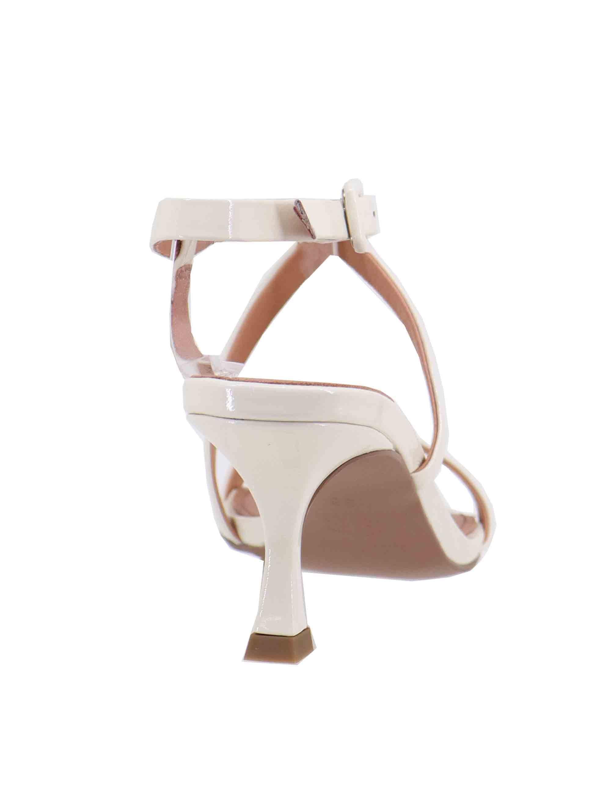 Sandali slingback donna Nica in vernice bianca tacco medio 504Z21VK 100 Bibi Lou 