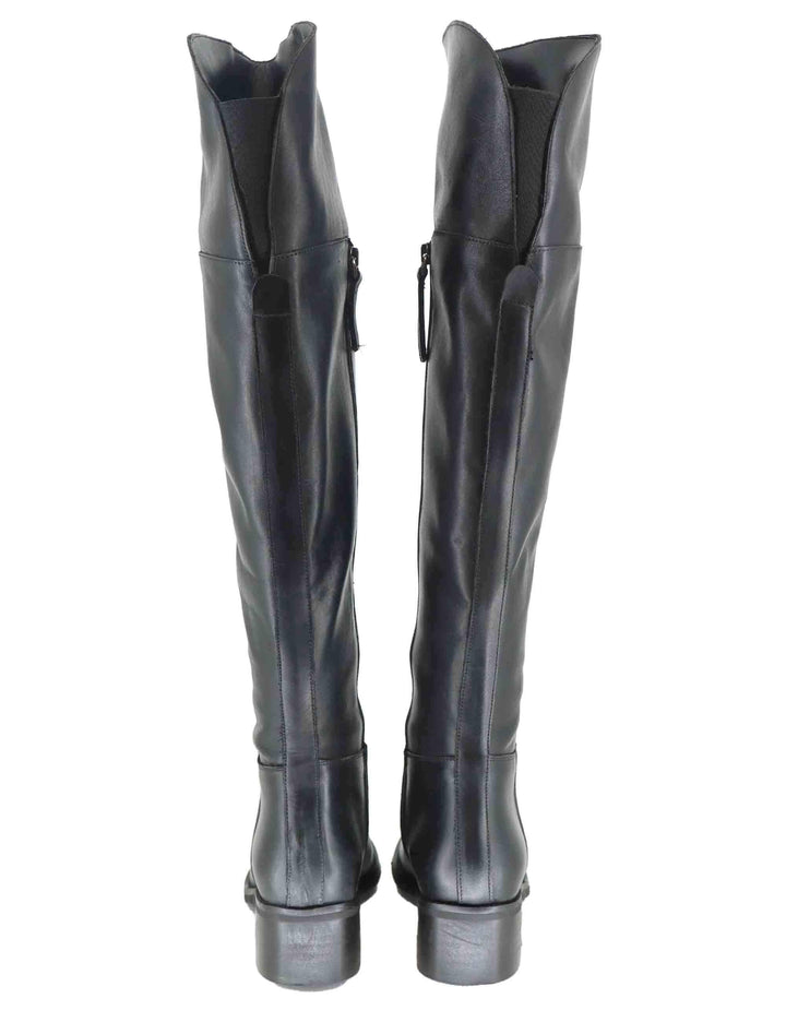 Stivali donna in pelle nera con ghetta al ginocchio e tacco basso SPSTE55101 001 Spatarella 