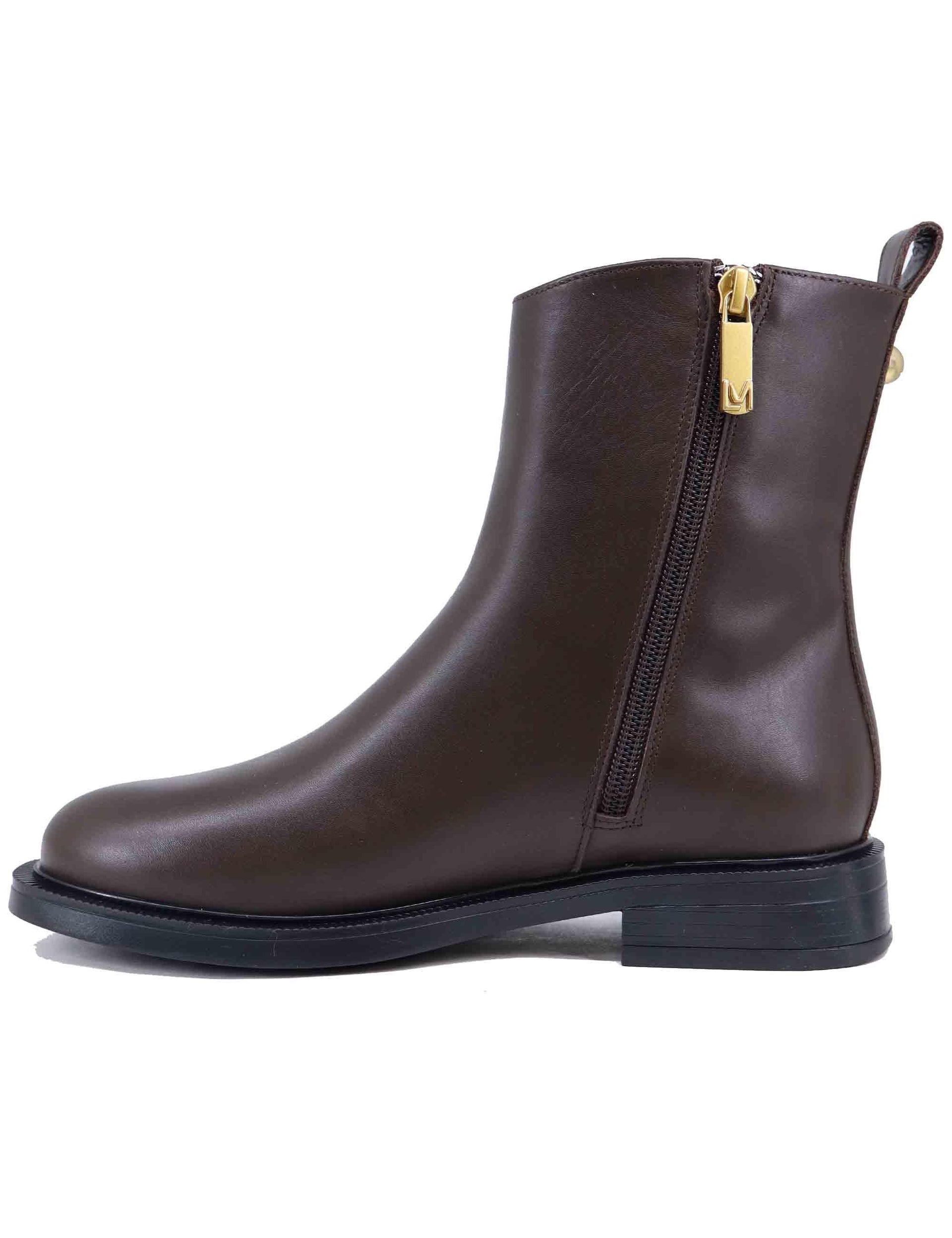 Stivaletti donna in pelle marrone con tacco basso CARLA 09 014 Lorenzo Mari 