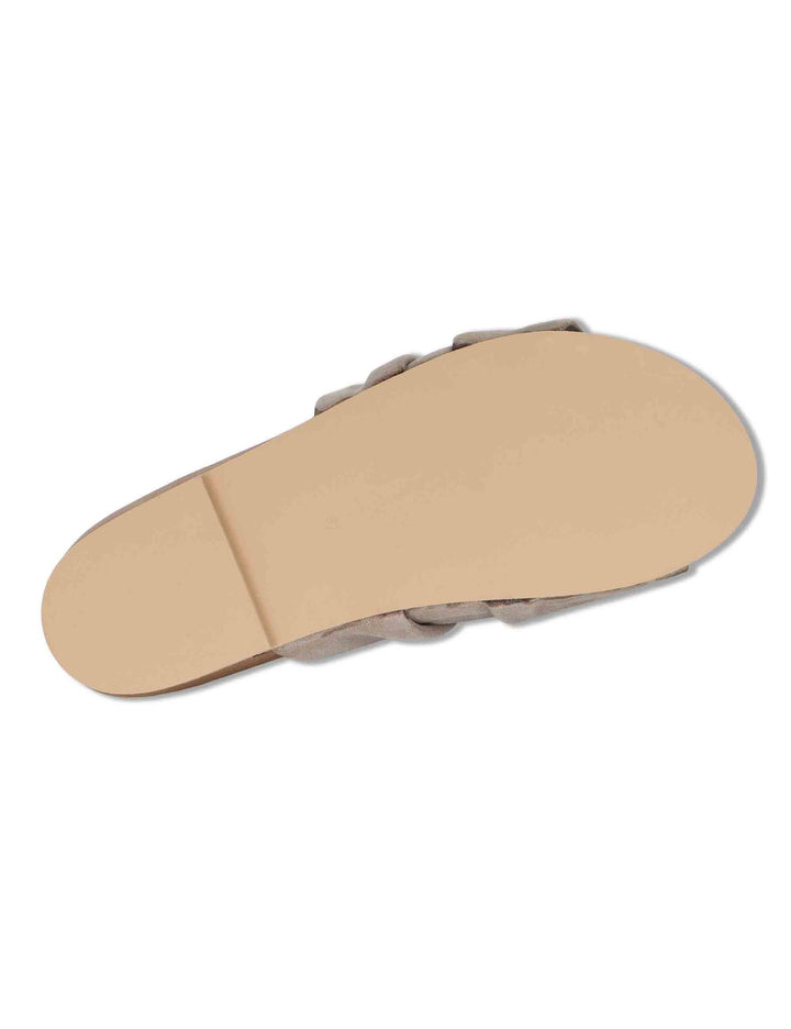 Sandali donna in tessuto argento con fussbett in pelle senza cinturini WG2401 200158 Bueno 