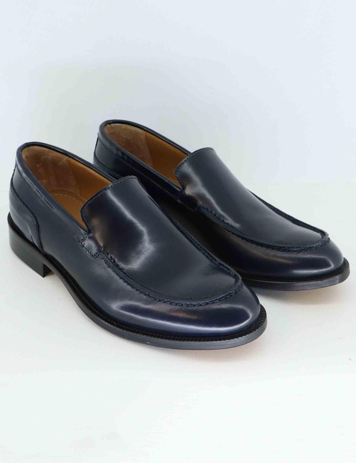 Mocassini uomo in pelle blu con patta liscia SPDU6013 002 Spatarella 