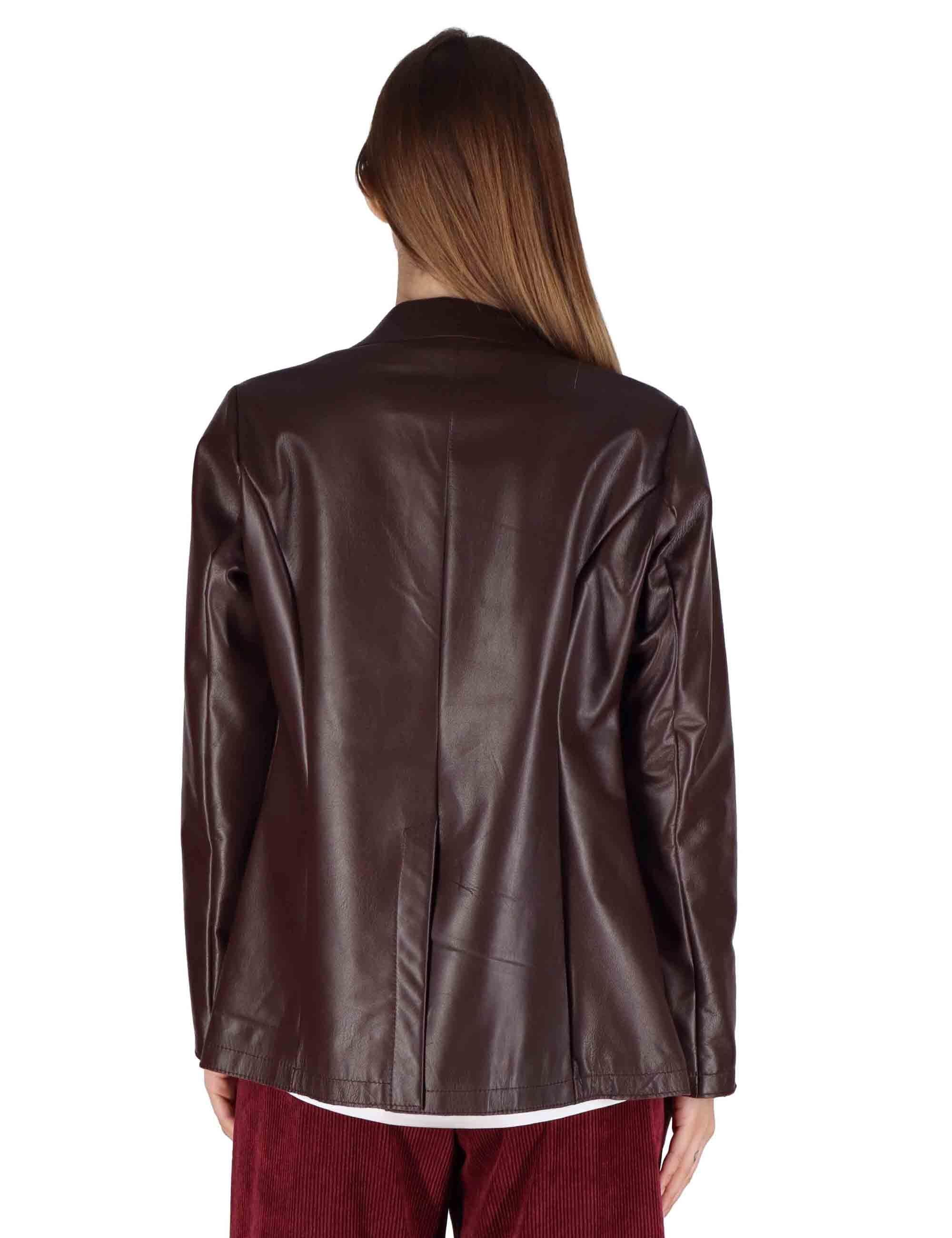 Giacche donna in pelle prugna un bottone SP2375 005 Spatarella 