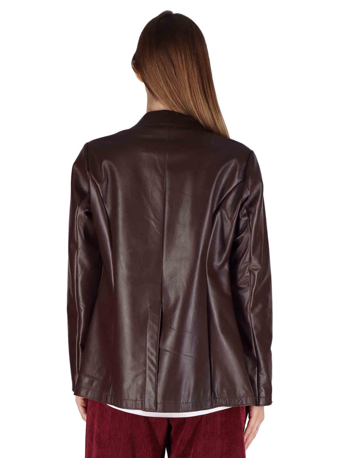 Giacche donna in pelle prugna un bottone SP2375 005 Spatarella 