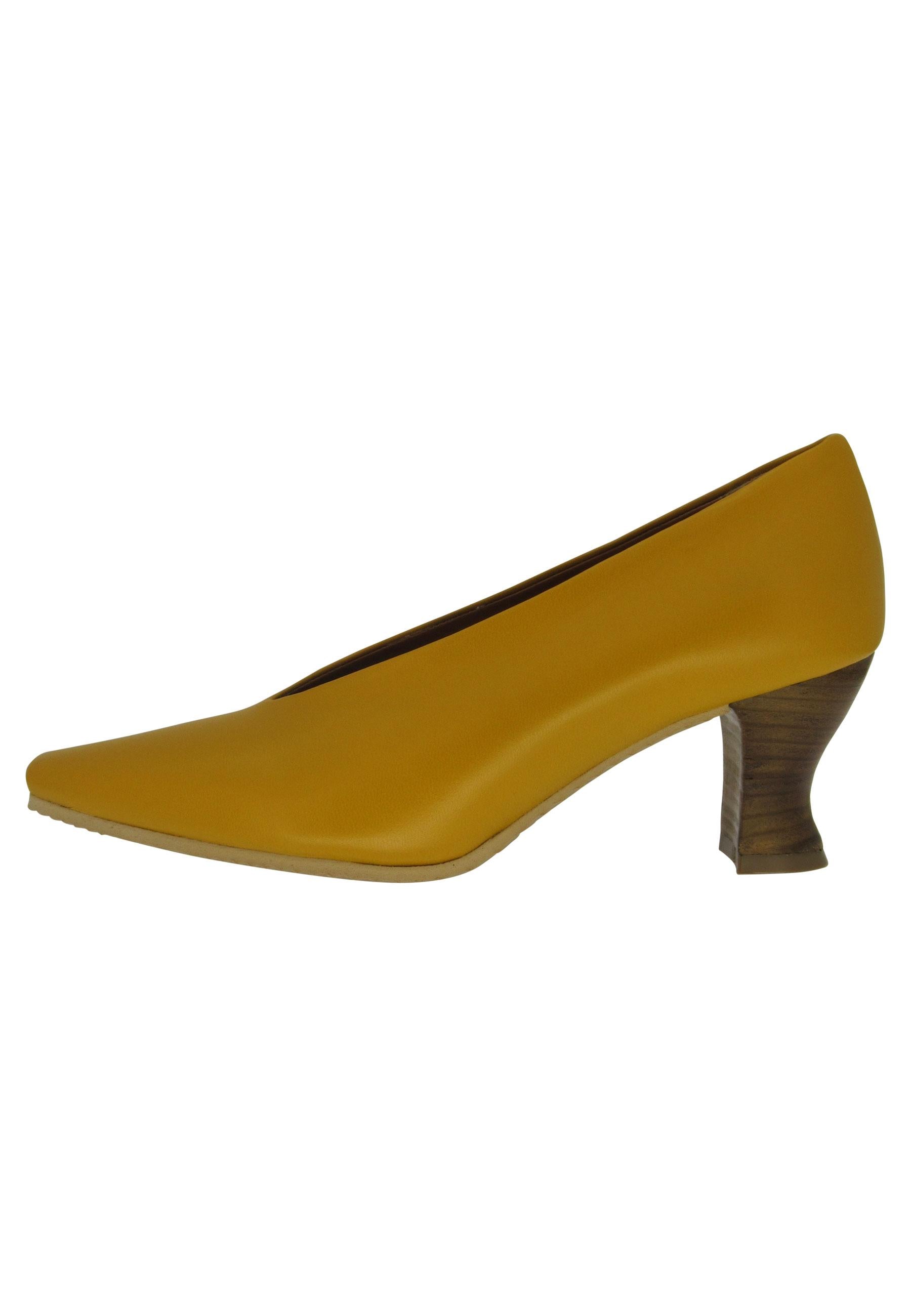 Decollete donna in pelle gialla con suola in gomma SR11 049 Spatarella 