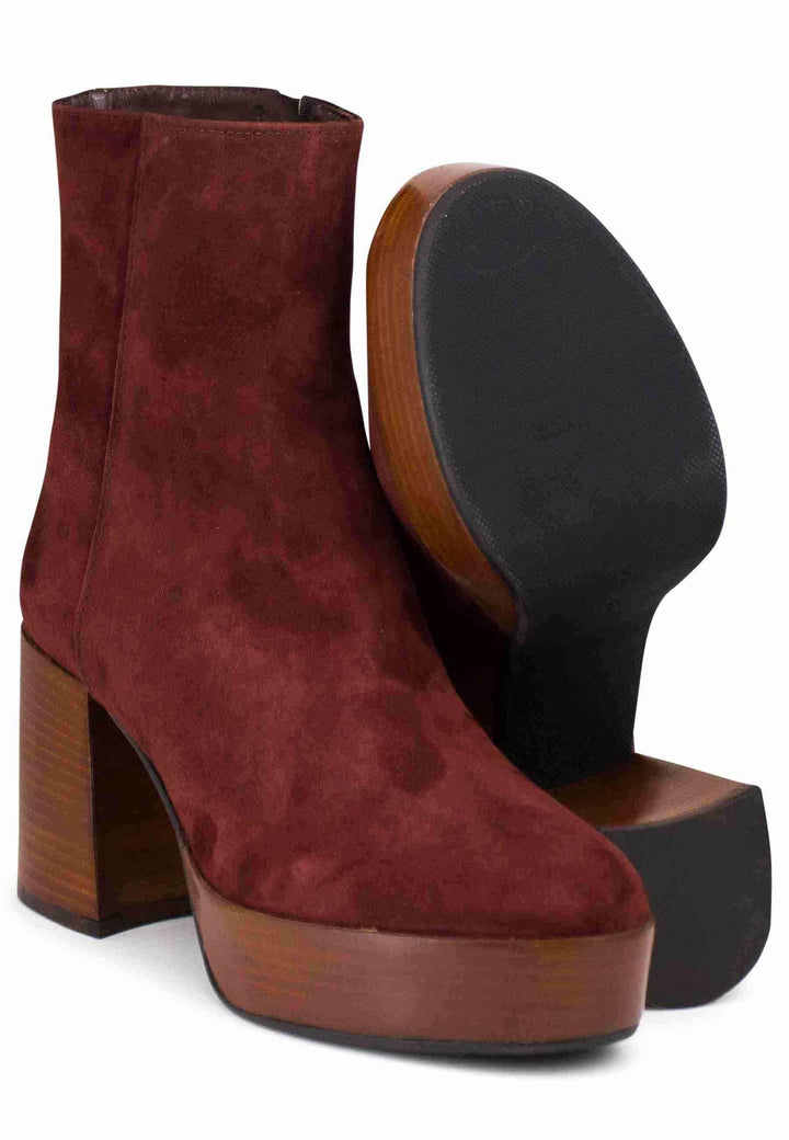 Stivaletti donna in camoscio mattone con tacco alto e plateau con zip laterale di chiusura TR1556 51 L'Arianna 