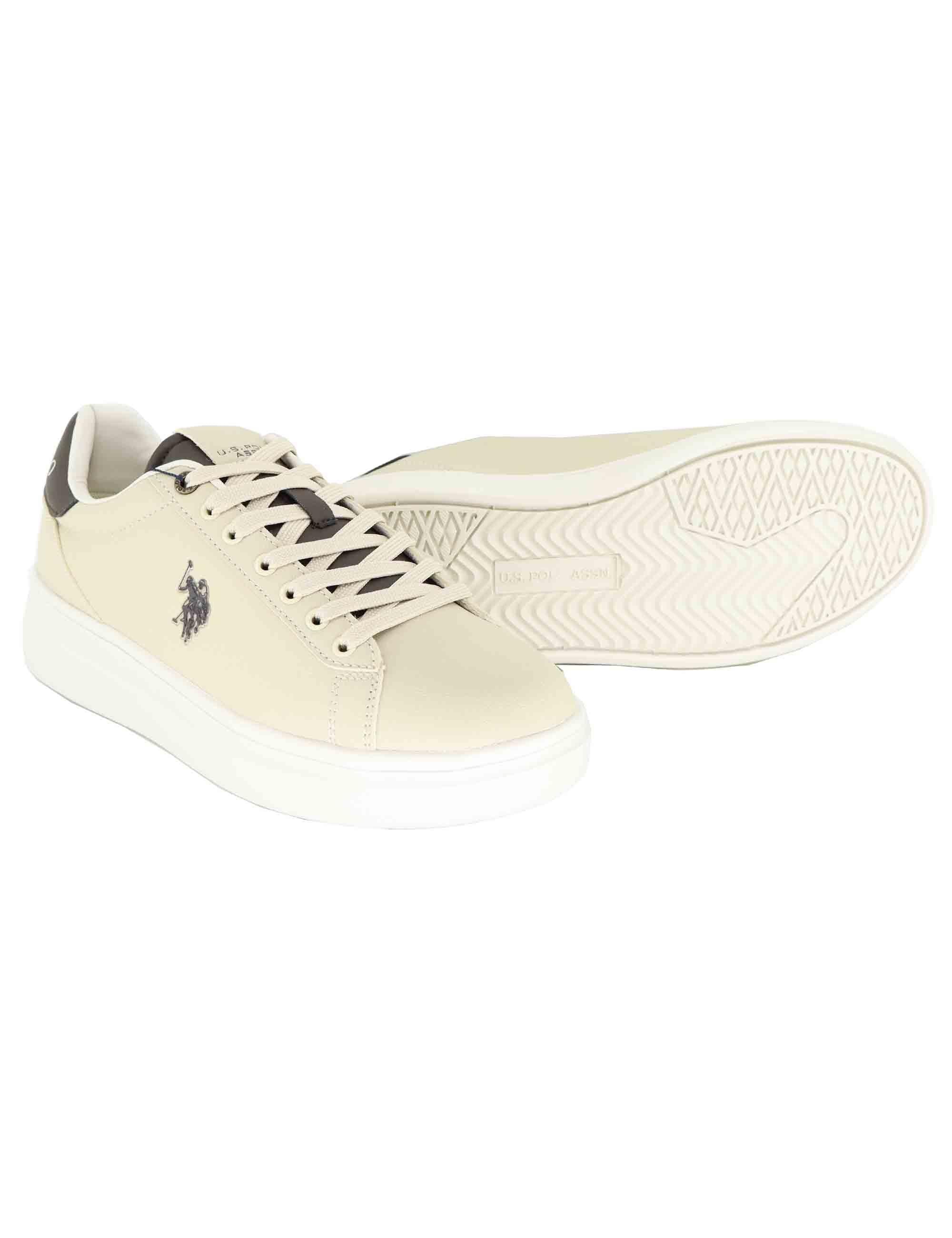 Sneakers uomo in tessuto beige con logo laterale e suola alta CODY010A LBE-DBR03 U.S. Polo Assn. 
