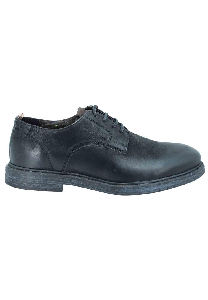 Stringata uomo in pelle nera suola in gomma e sottopiede memory foam 11071 001 Ambitious 