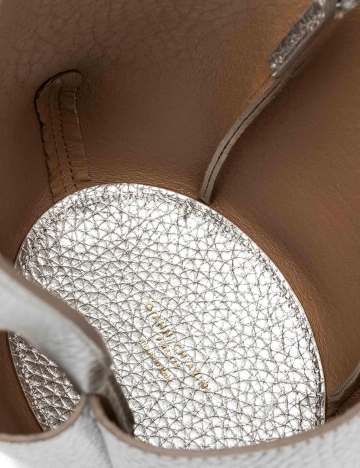 Borse donna Lily Bag in pelle silver con chiusura gioiello e tracolla e manico BS12000 RNGDBL T.U. 14369 Gianni Chiarini 