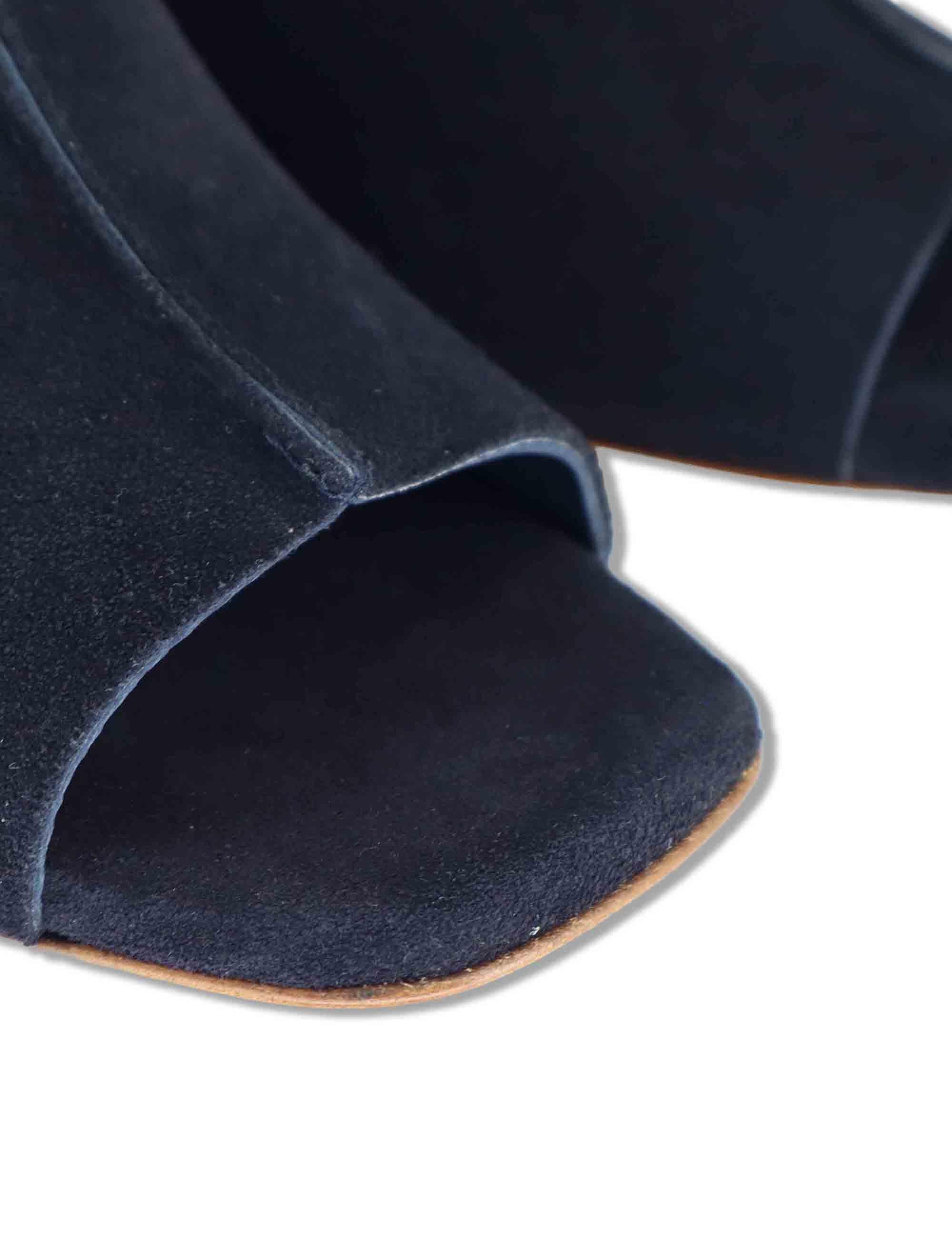 Sandali donna in camoscio blu senza cinturini con punta quadra DS2677/SR 002 L'Arianna 