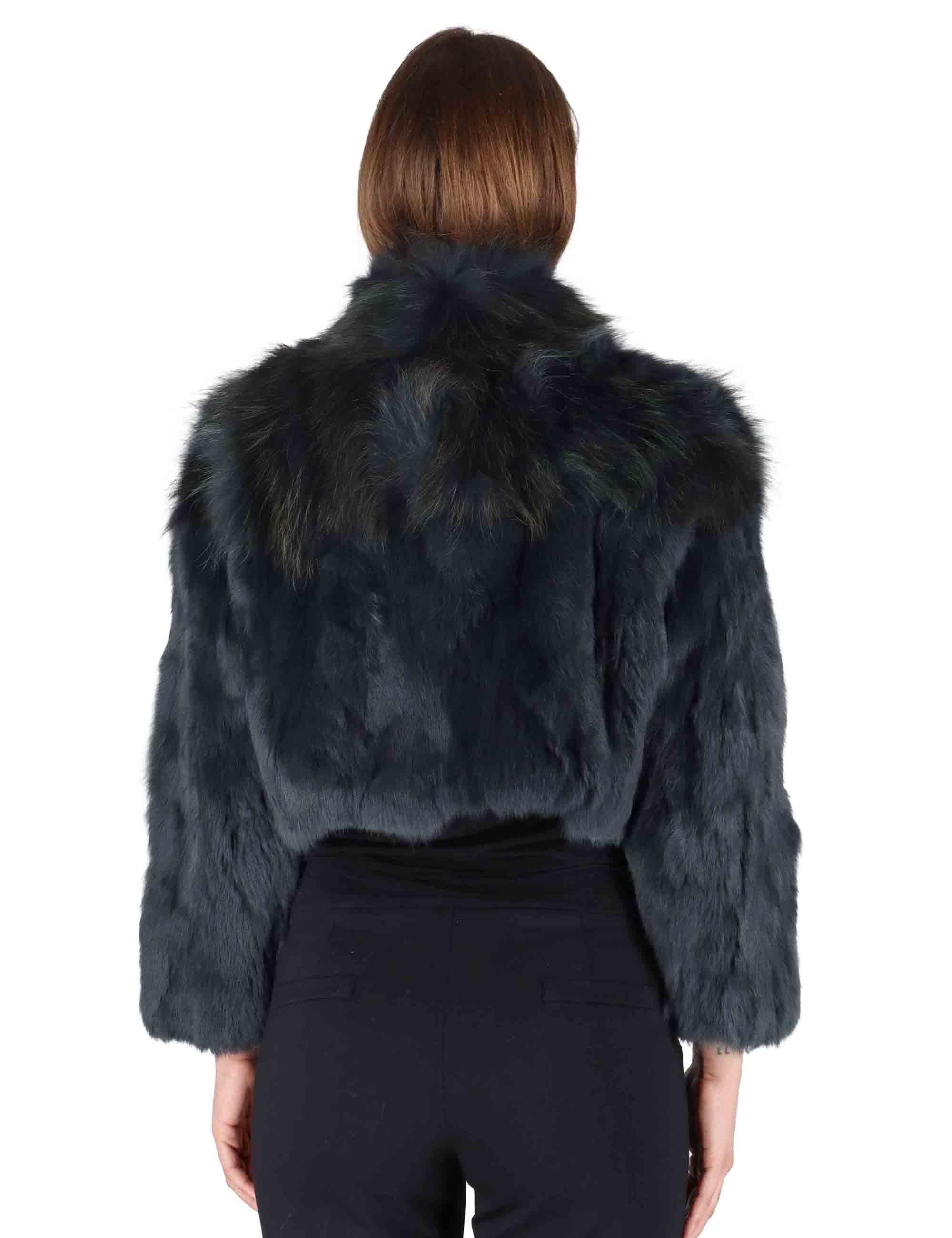 Giubbotti bomber corti donna in lapin blu con zipBomber corti in lapin blu SP24102 002 Spatarella 